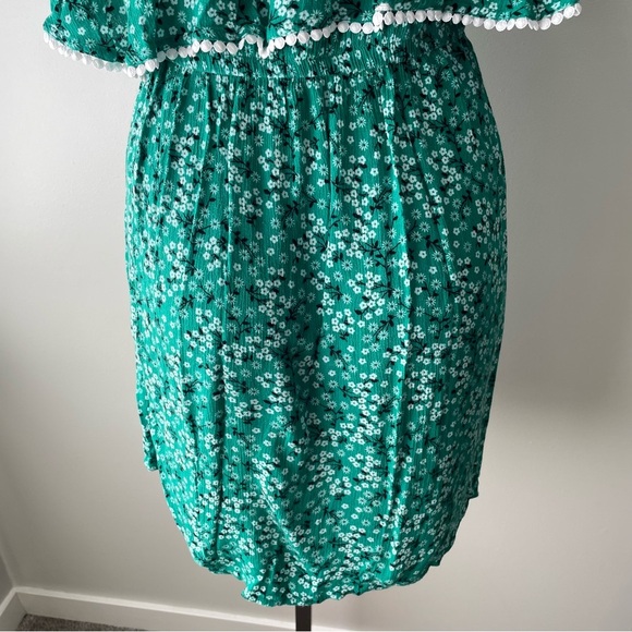 Tropik Off Shoulder Floral Mini Dress Coverup Green Beach Green Size Medium - Picture 7 of 9